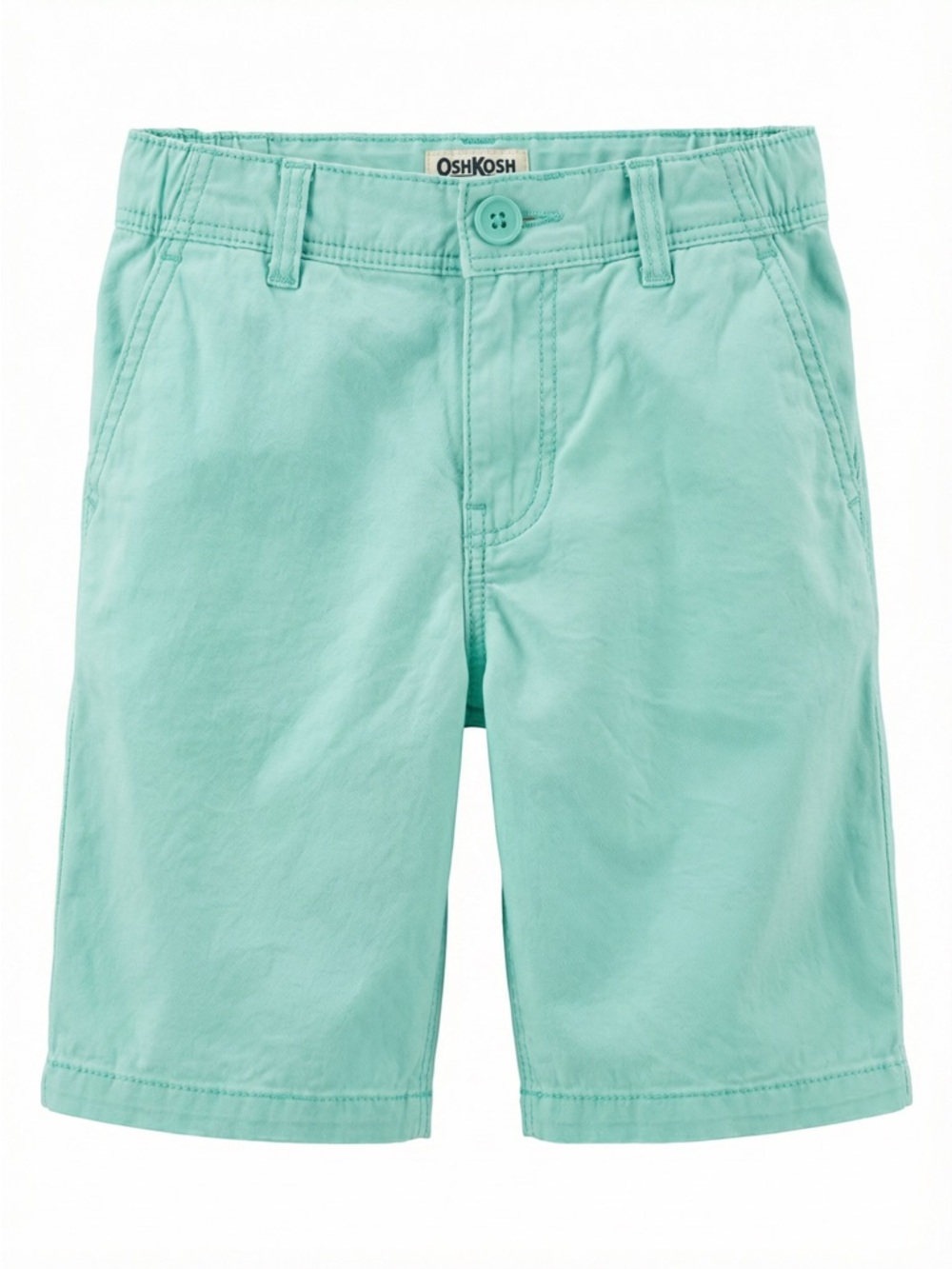 OshKosh B'Gosh Boys Bright Mint Aqua Chino Shorts Size 8 Cotton Coastal Summer